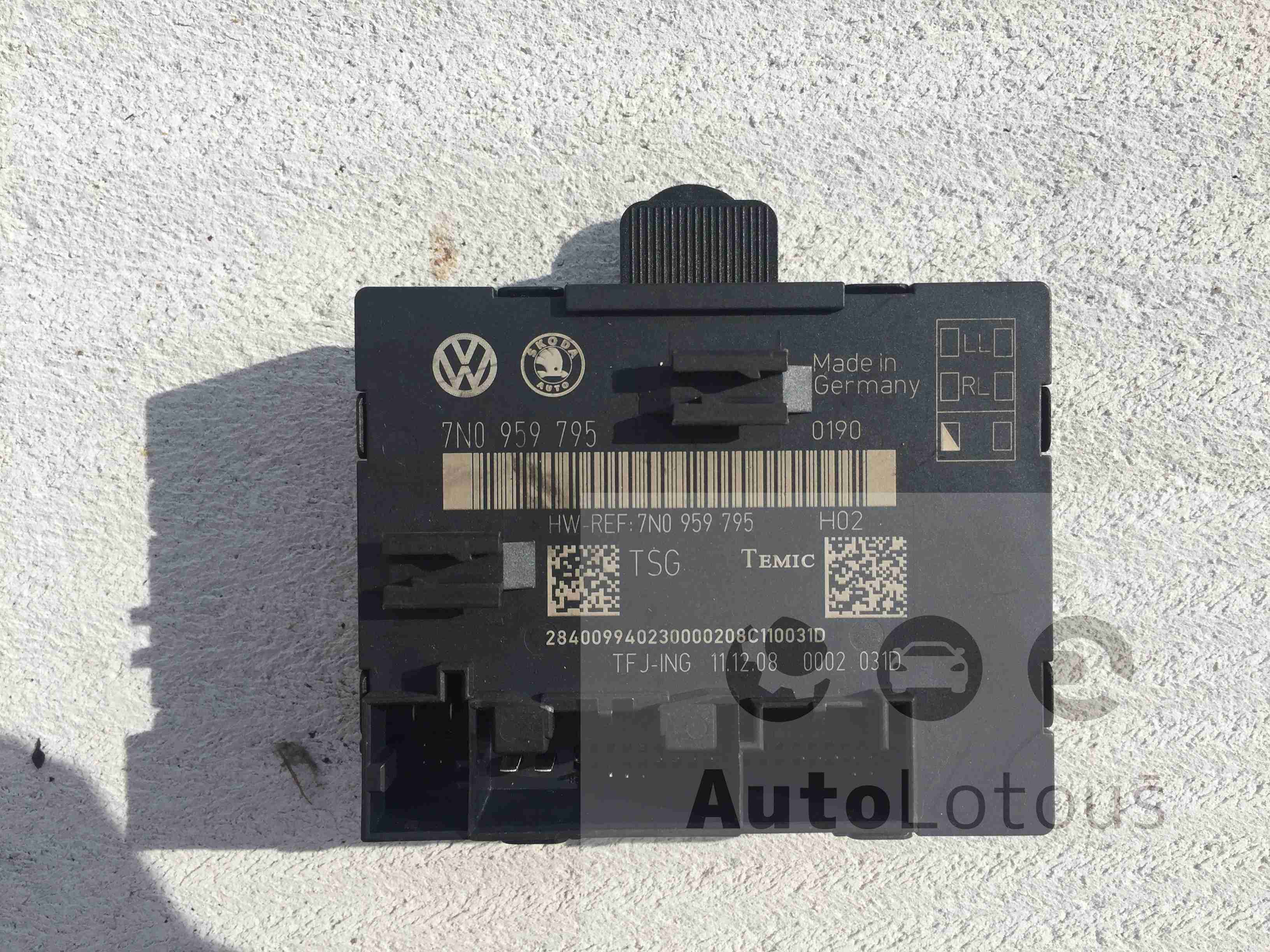 Řídíci jednotka dveří vlevo vzadu Superb II, Yeti, 7N0959795 7N0 959 795