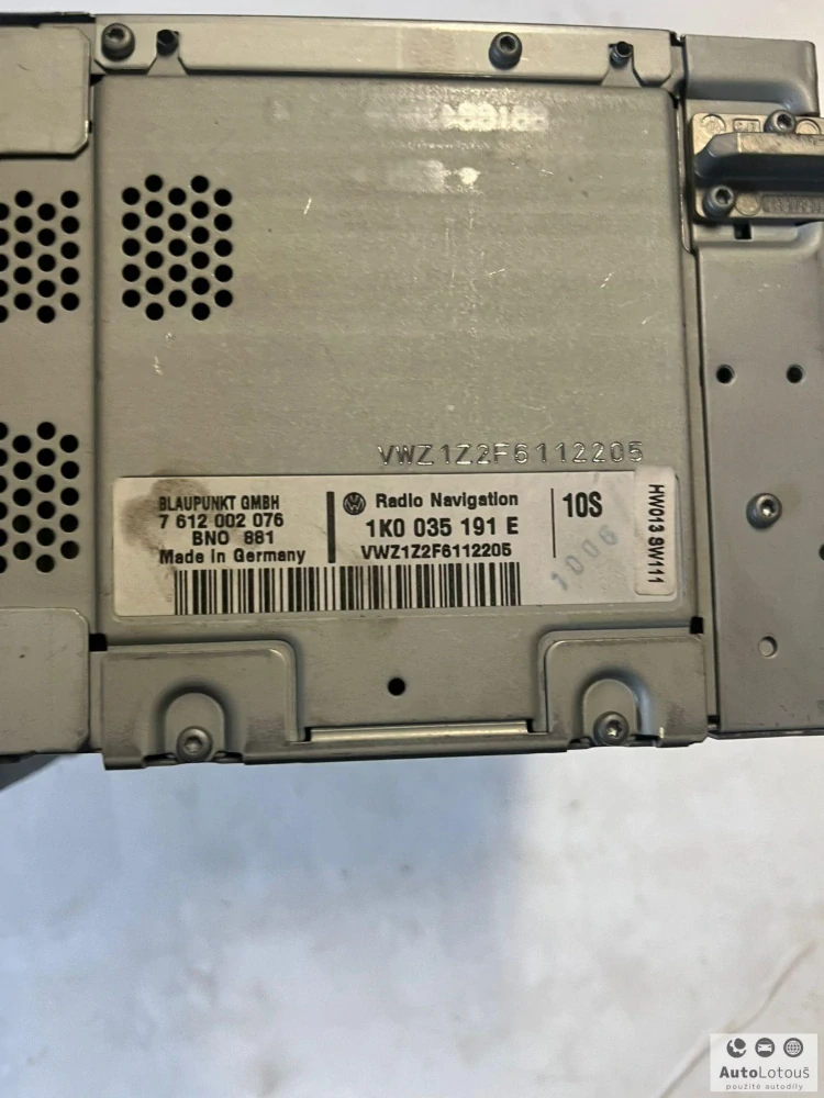 Rádio VW 1K0035191E (bez kódu)