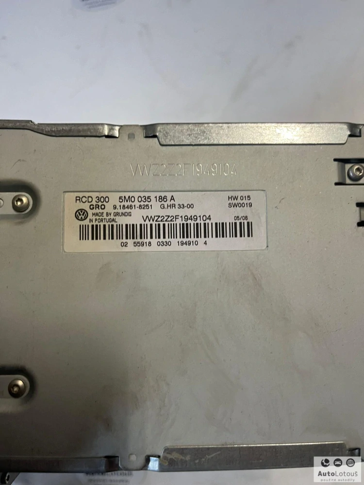 Rádio VW 5M0035186A (bez kódu)