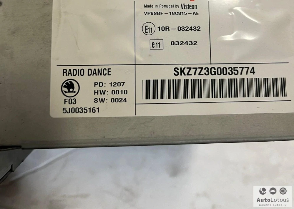 Rádio Škoda 5J0035161 (bez kódu)