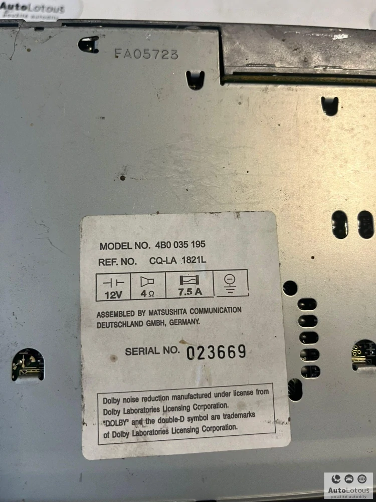 Rádio AUDI 4B0035195 (bez kódu)