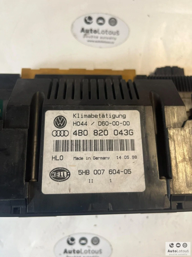 Panel ovládání klimatizace AUDI A6 4B0820043G