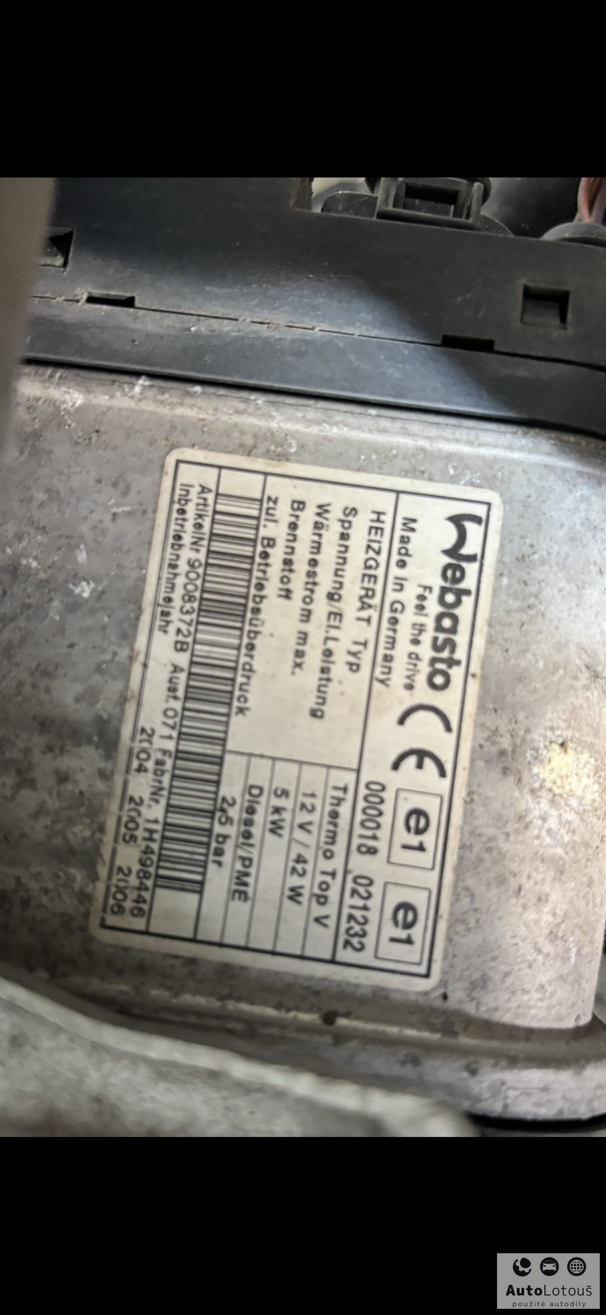 Nezávislé Topení Webasto VW 1K0815065D Thermo Top V